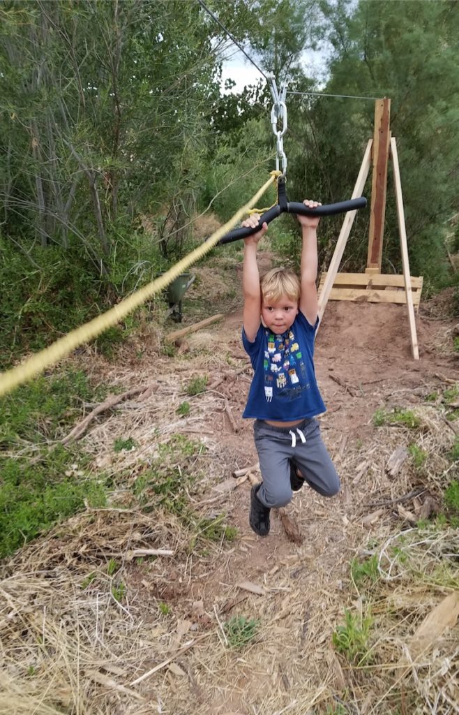 Kids Riding the Zip Line