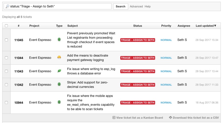 Tickets in Codebase Awaiting Triage